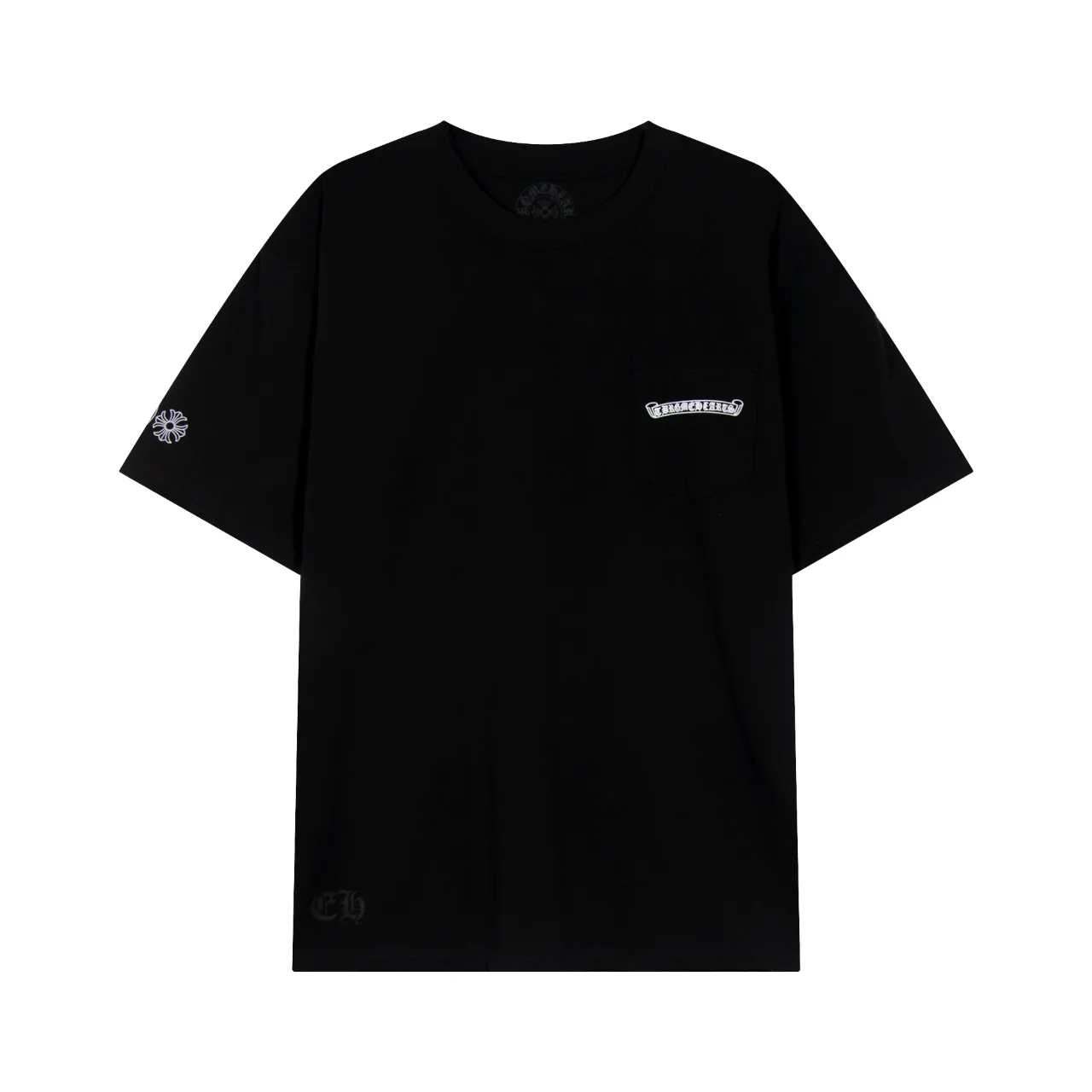 P150 Chrome Hearts Sanskrit Rainbow Horseshoe Print Cross Short Sleeves Size: SMLXL Color: Black White